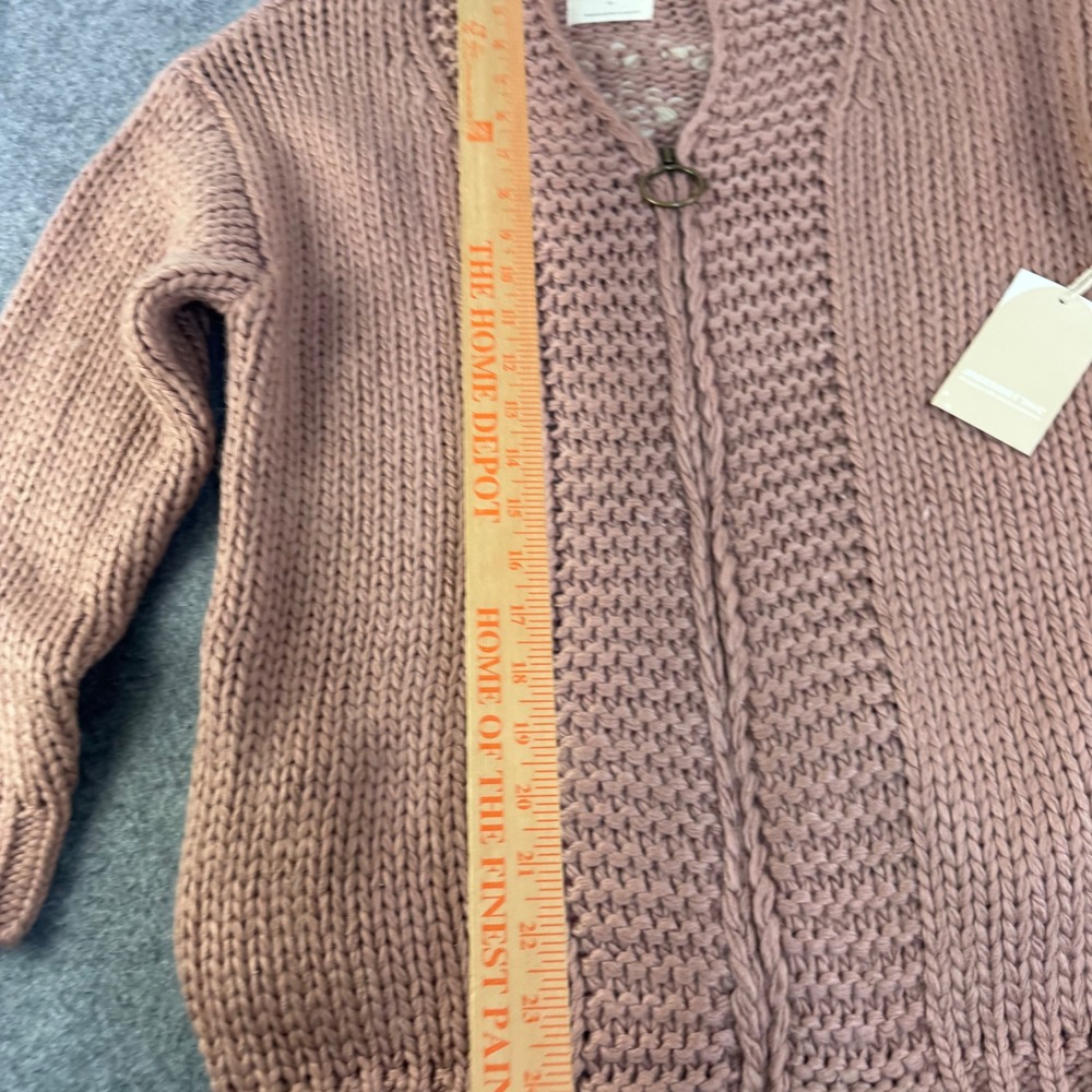 Jackson Rowe Womens Chunky Hand Knit Zip Up Cardigan Sweater Mauve Medium NWT - Picture 8 of 9